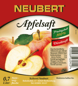 Neubert Apfelsaft klar